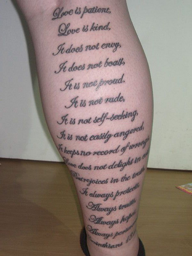 Wonderful Quote Tattoo On Leg Calf