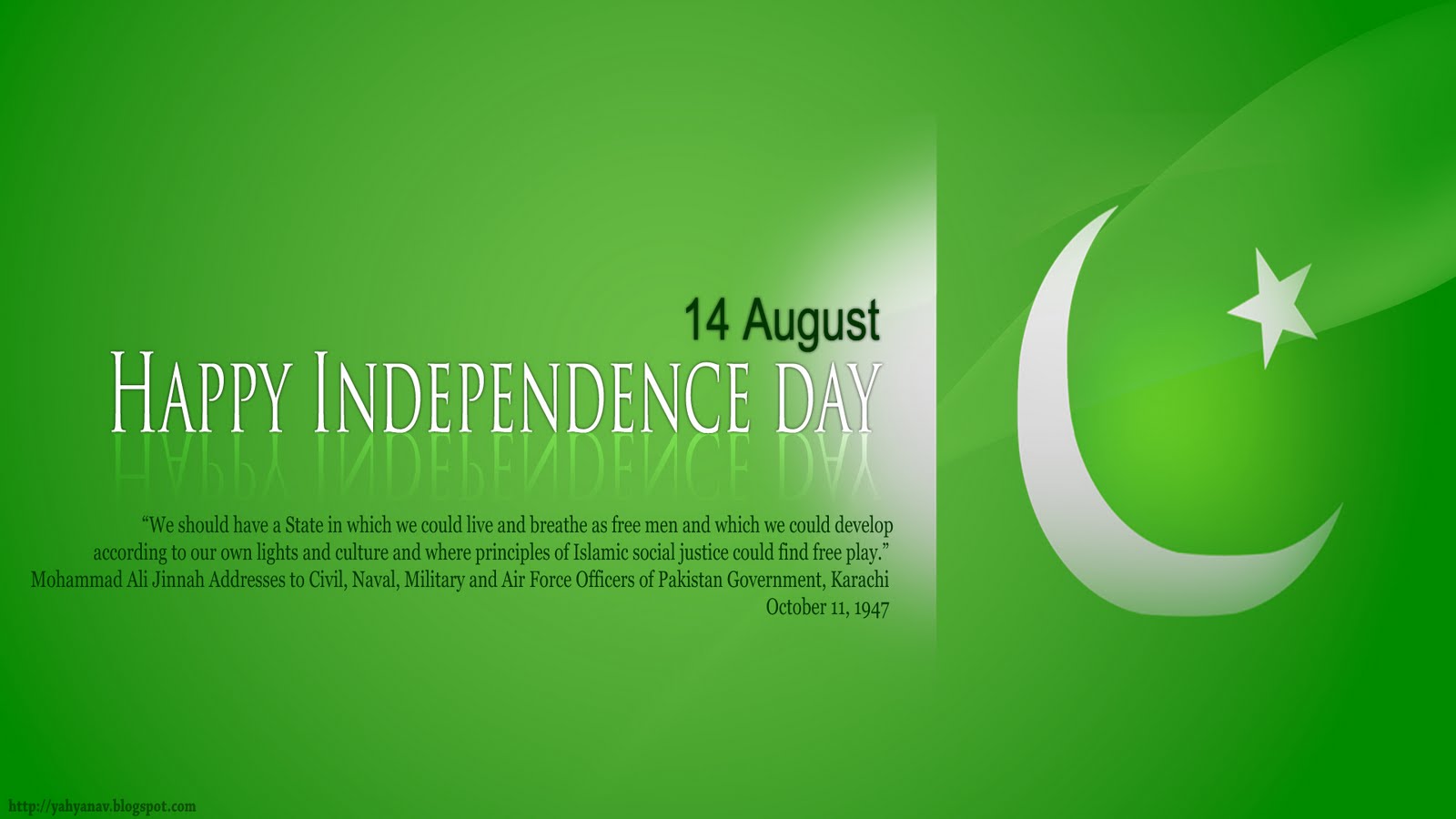 14th August Happy Independence Day Pakistan Flag In Background