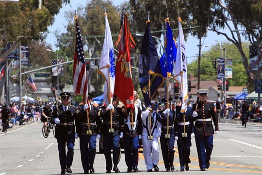A Joint Service Color Guard Carries Each Service Flag At The Armed Forces Day Parade