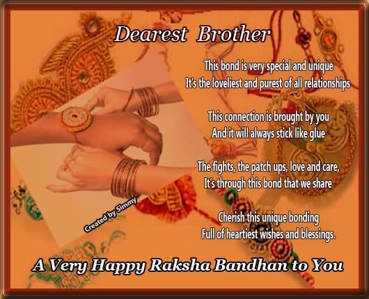 A Very Happy Raksha Bandhan To Dearest Brother