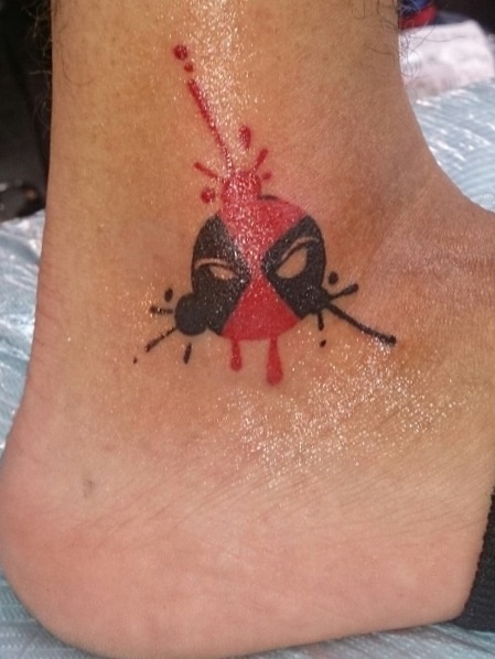 Abstract Deadpool Symbol Tattoo On Ankle