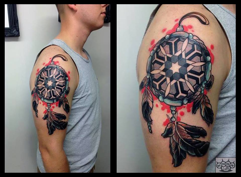 Abstract Dreamcatcher Tattoo On Half Sleeve by Marco Knox