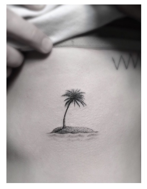 Amazing Small Palm Tree Tattoo On Side Rib