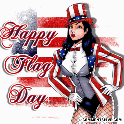 American Girl Wishing You Happy Flag Day Glitter