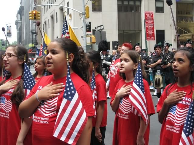 American Kids Celebrating Flag Day 2016