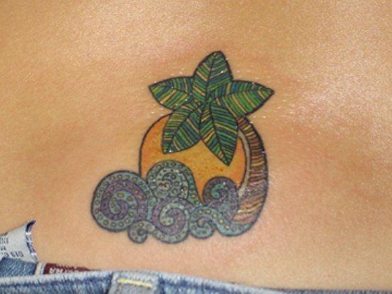 Animated Palm Tree Tattoo On Hip