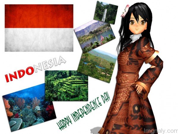 Anime Girl Wishing You Happy Independence Day Of Indonesia