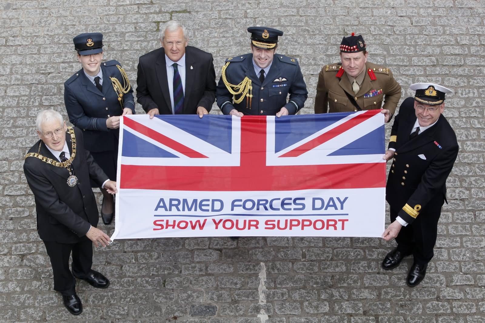 Army Officers With Armed Forces Day Flag Picture