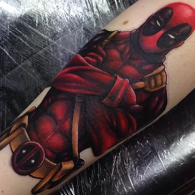 Attractive Deadpool Tattoo Design For Sleeve By Craig Holmes