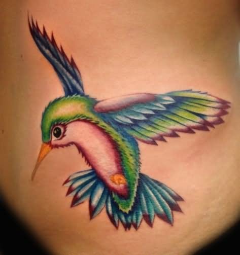 Awesome Color Ink Colibri Tattoo