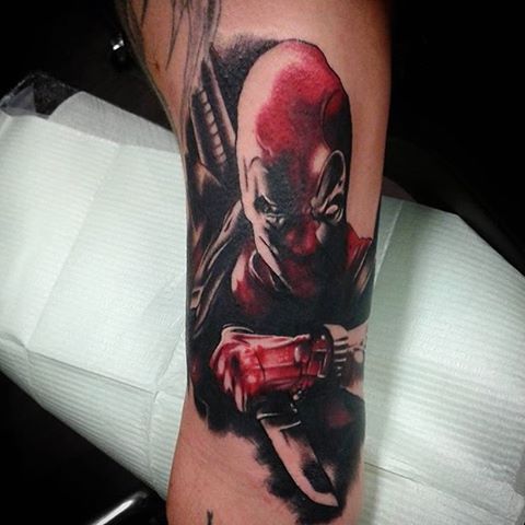 Awesome Deadpool Tattoo Design For Sleeve