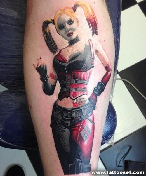 Beautiful Harley Quinn Tattoo On Sleeve