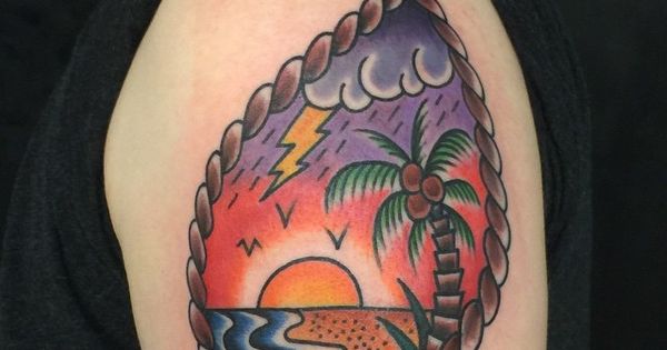 Beautiful Palm Tree Tattoo On Left Shoulder