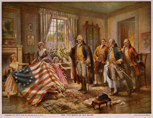 Betsy Ross Showing The United States Flag To George Washington And Others Happy Flag Day