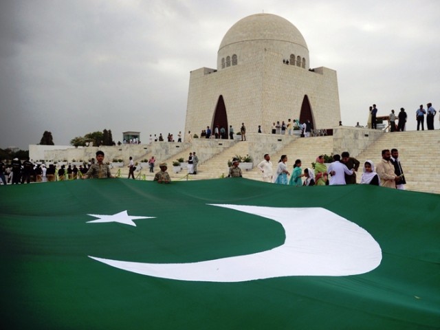 Big Pakistani Flag At The Mausoleum During Celebrations Of Independence Day