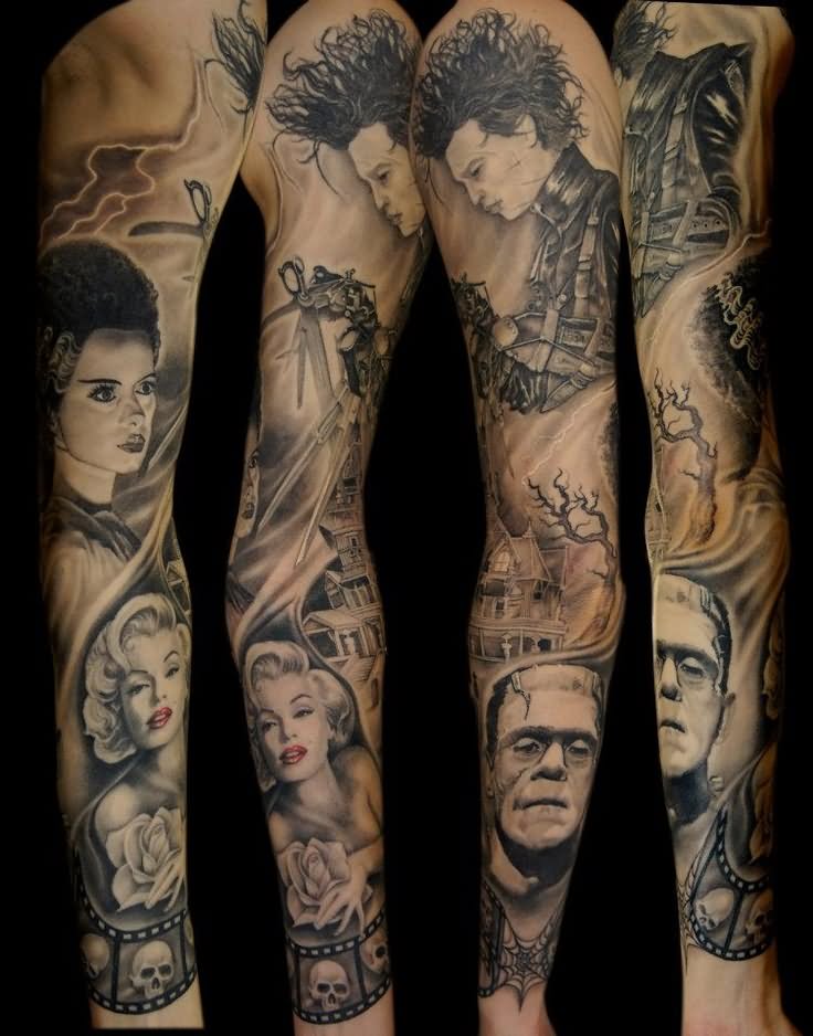 18+ Frankenstein Sleeve Tattoos
