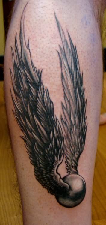 Black Ink Snitch Tattoo Design For Leg Calf By Sean Ambrose