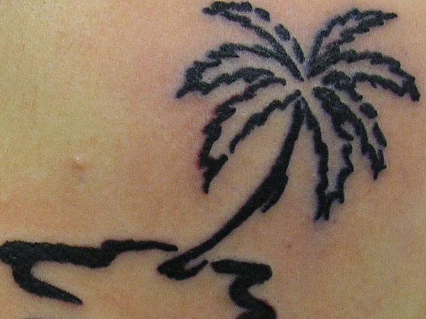 Black Outline Palm Tree Tattoo