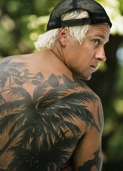 Black Palm Tree Tattoo On Man Full Back
