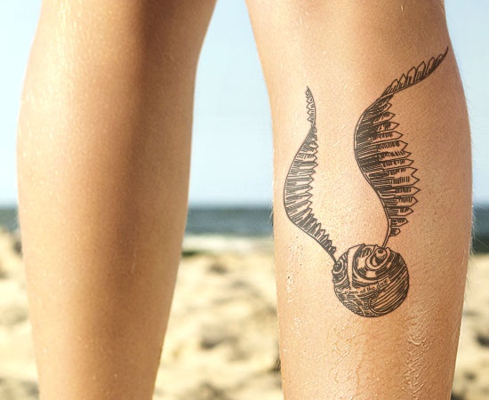 Black Snitch Tattoo Design For Leg