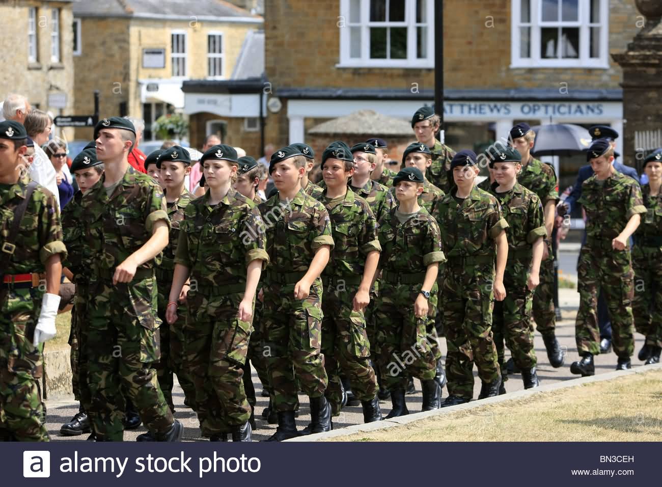 British Army Cadet Soldiers Taking Part In Armed Forces Day Parade