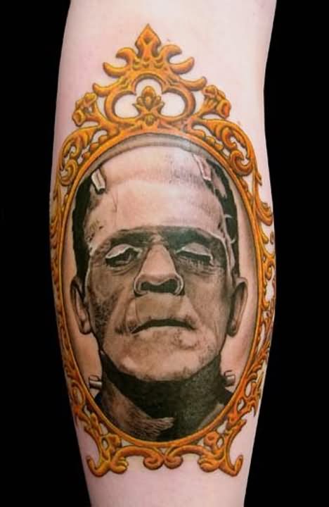 Classic Frankenstein In Frame Tattoo Design By Andrew Sussman