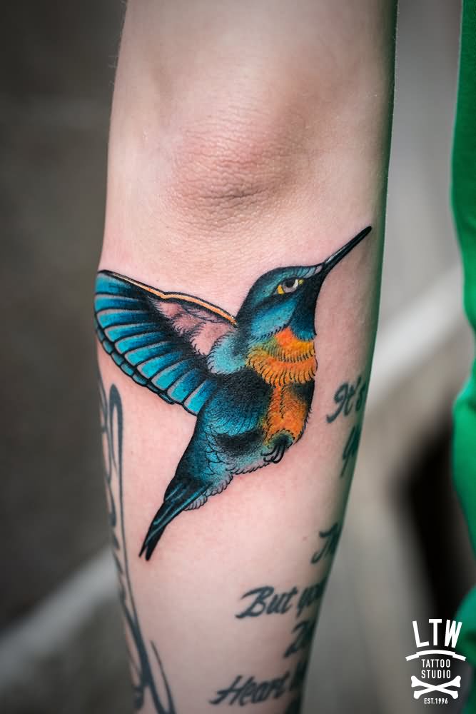 Colibri Tattoo On Arm Sleeve