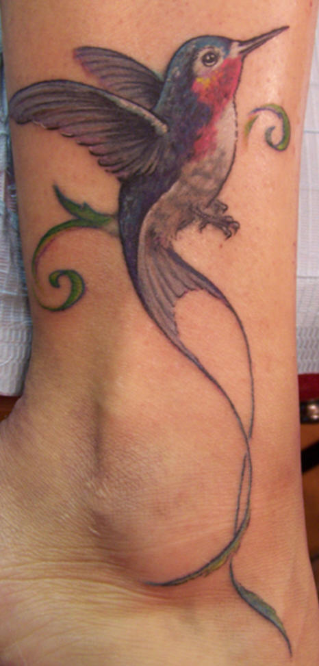 Colibri Tattoo On Leg