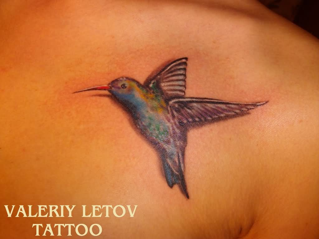 Colibri Tattoo On Shoulder by Valeriyletov