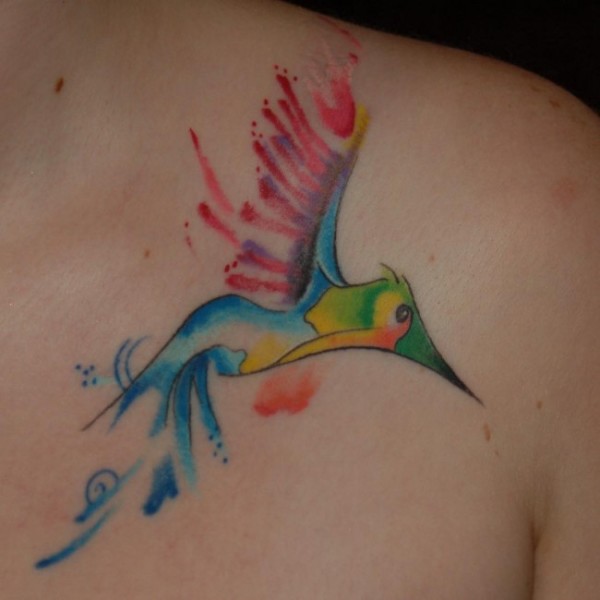 Colibri Watercolor Tattoo