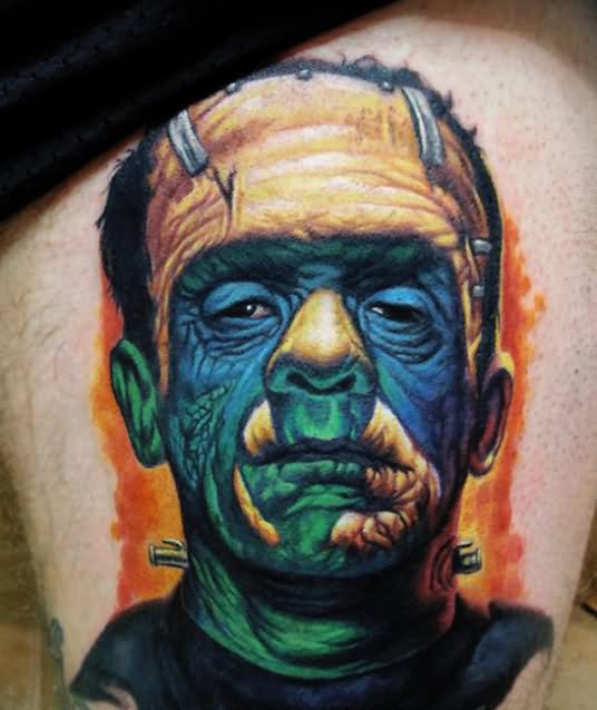 Colorful Frankenstein Tattoo Design