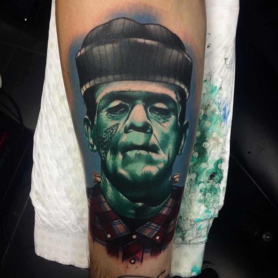 Cool Frankenstein Tattoo Design For Forearm