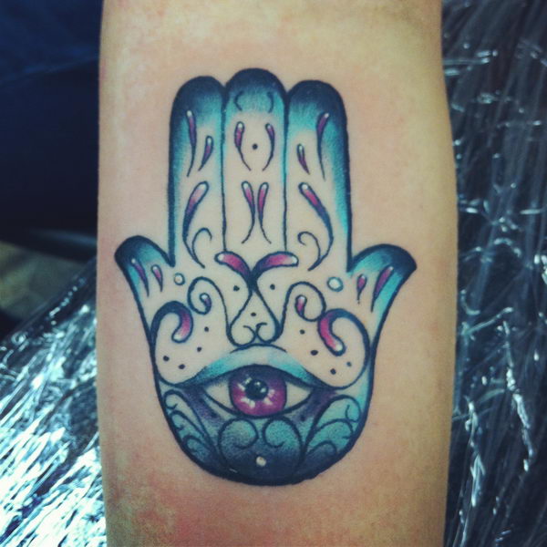 Cool Hamsa Tattoo Design For Sleeve