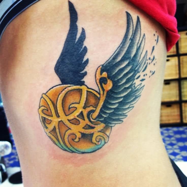 Cool Snitch Tattoo Design For Girl Side Rib