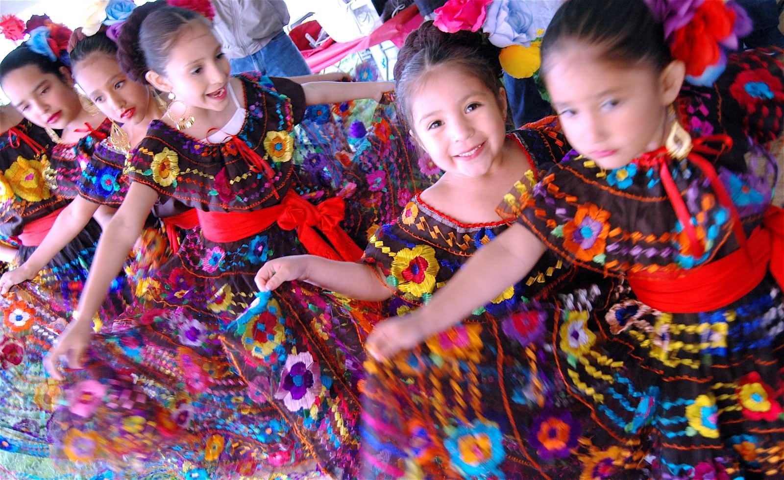 Cute Little Mexican Girls Celebrating Cinco de Mayo