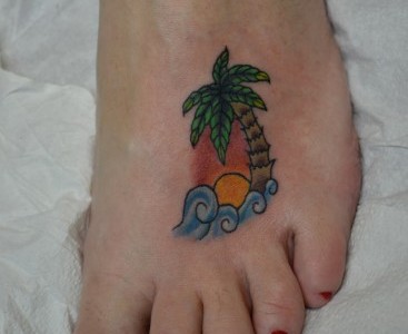 Cute Palm Tree Tattoo On Left Foot