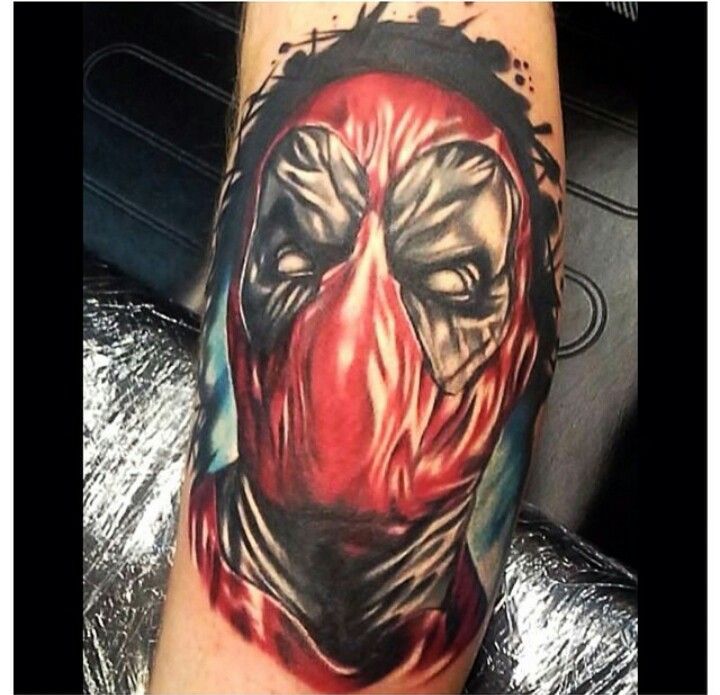 Deadpool Face Tattoo Design For Sleeve
