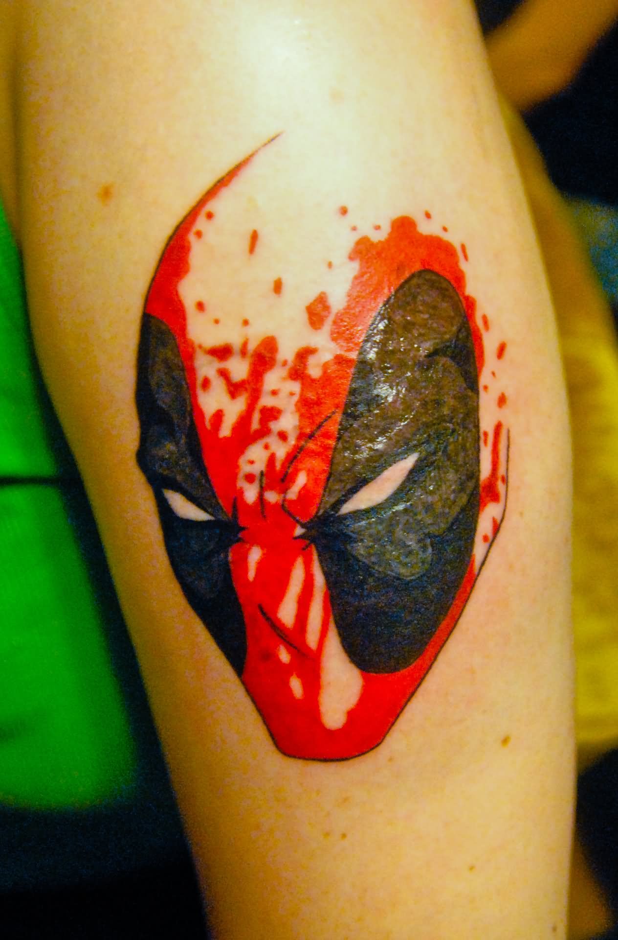 Deadpool Head Tattoo Design For Sleeve By Wade Wilson