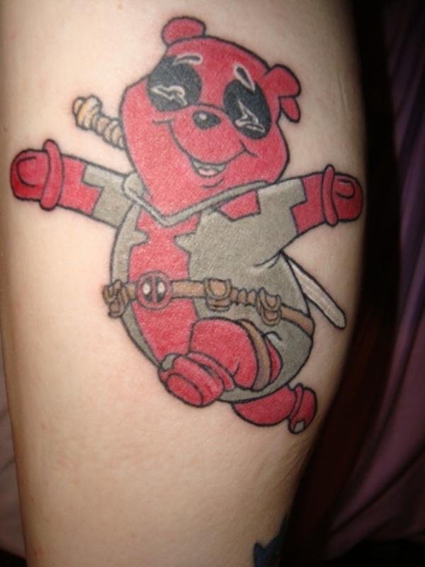 Deadpool Pig Tattoo Design For Leg Calf