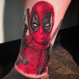 Deadpool Tattoo Design For Leg