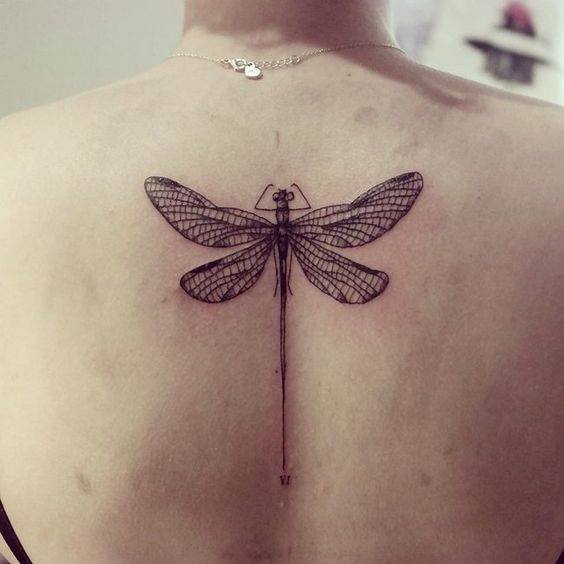Dragonfly Tattoo On Upper Back