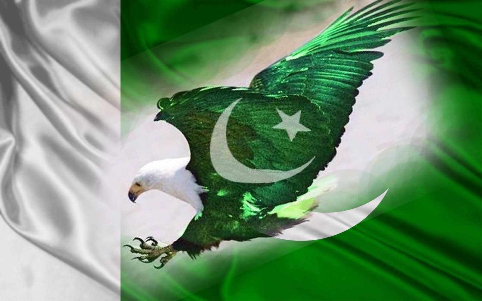 Eagle With Pakistan Flag Happy Independence Day Of Pakistan