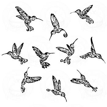 Flying Tribal Colibri Tattoos Designs