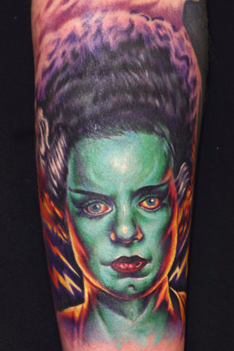 Frankenstein Women Tattoo Design For Sleeve