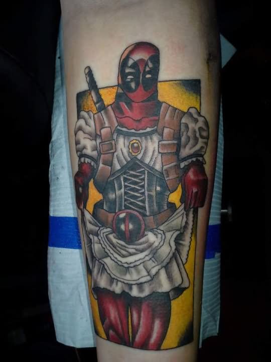 Funny Deadpool Tattoo Design For Sleeve By Carly Brannon