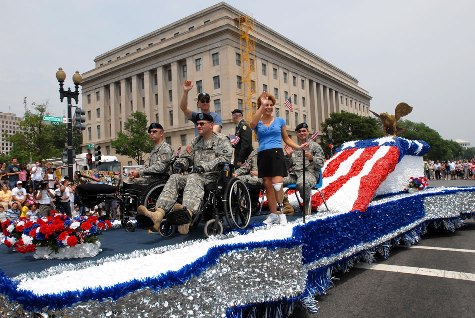 Handicapped Soldiers Taking Part In Memorial Day Parade