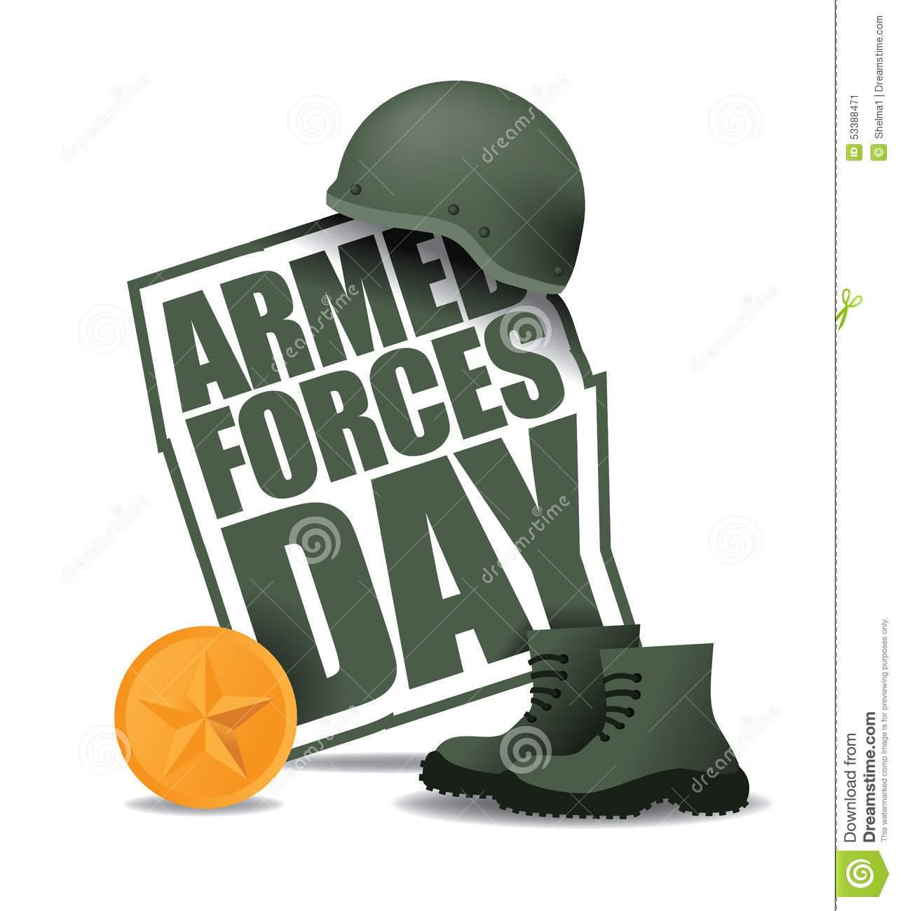 Happy Armed Forces Day Army Men Hat And Shoes Picture