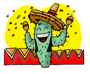 Happy Cactus Wearing A Sombrero Shaking Maracas To Cinco De Mayo Animated Picture