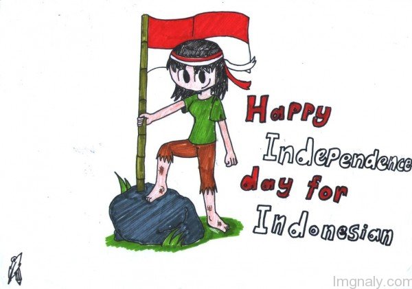 Happy Independence Day For Indonesian Cartoon Picture