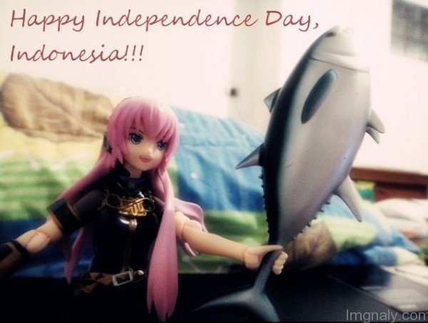 Happy Independence Day Indonesia Barbie Doll With Shark Picture